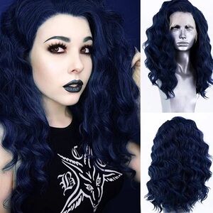 22” BLUE WAVY SHORT  Lace Front Wig NEW